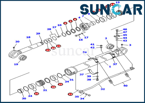 Αγορά KOMATSU 707-99-76240 εξάρτηση σφραγίδων υπηρεσιών κυλίνδρων 7079976240 σκελών για pc800-8 τον εκσκαφέα PC800-8R pc800lc-8 online manufacture