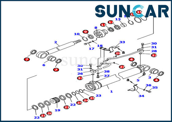 Αγορά 707-99-37180 εσωτερική εξάρτηση pc130-8 σφραγίδων κυλίνδρων βραχιόνων εξαρτήσεων υπηρεσιών εκσκαφέων μερών της KOMATSU πρότυπο online manufacture