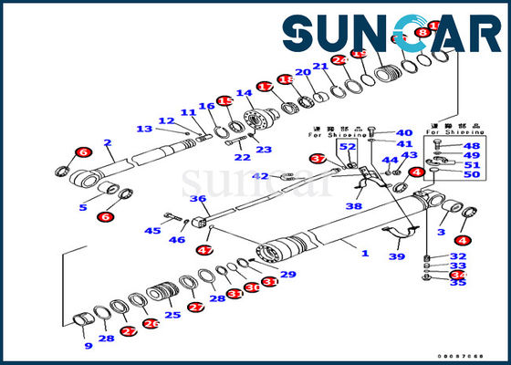 Αγορά 707-99-38820 KOMATSU pc138us-8 εσωτερική εξάρτηση επισκευής μηχανημάτων εξαρτήσεων σφραγίδων κυλίνδρων βραχιόνων μερών εκσκαφέων online manufacture