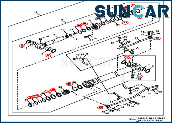 Αγορά 4640118 Dipper σφραγίζοντας πρότυπα εκσκαφέων του John Deere 350GLC 370C 350DLC τακτοποιήσεων εξαρτήσεων βραχιόνων ραβδιών online manufacture