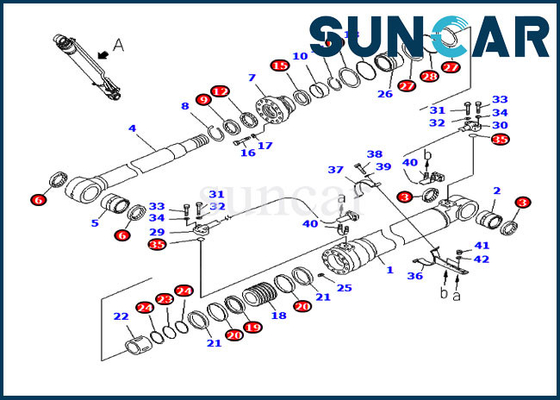 Αγορά 707-98-47710 Boom Service Kit 90MM Rod 130MM Bore Komatsu PC200LC-8 PC200LC-8E0 Cylinder Seal Kit online manufacture