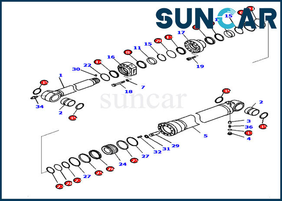 Αγορά PC210LCI-11 D375AI-8E0 721-98-02330 μέρη εξαρτήσεων υδραυλικών υπηρεσιών εξαρτήσεων σφραγίδων κυλίνδρων σκελών της KOMATSU online manufacture