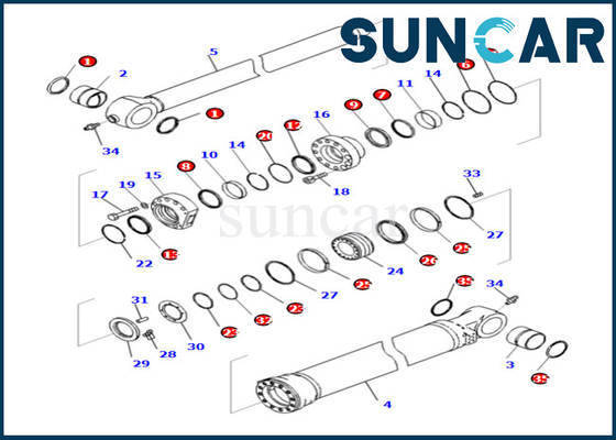 Αγορά Εξάρτηση KOMATSU 721-98-01740 721-98-01740 σφραγίδων κυλίνδρων κάδων για την εξάρτηση επισκευής κυλίνδρων κάδων PC490LCI-11 online manufacture