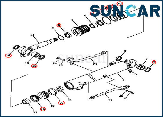Αγορά 707-98-34140 Επισκευή κυλίνδρου βουνού Κίτ σφραγίδας 7079834140 Για μοντέλα PC45-1 PC50UG-2 Komatsu online manufacture