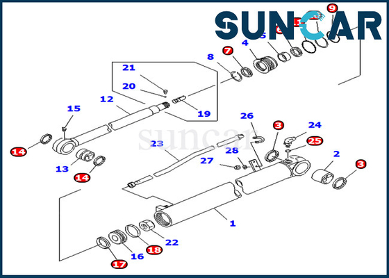 PC75UD-2E pc75ud-2 KOMATSU 707-98-35140 υδραυλικός κύλινδρος σκελών εξαρτήσεων υπηρεσιών 7079835140 εκσκαφέων