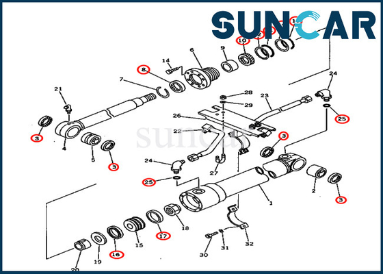 KOMATSU pc75uu-1 707-98-27500 7079827500 βραχιόνων σφραγίζοντας εξάρτηση σφραγίδων επισκευής κυλίνδρων εξαρτήσεων υδραυλική
