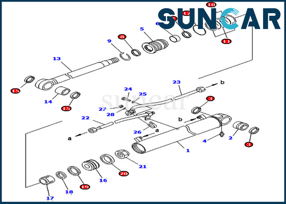 707-98-43200 εξάρτηση KOMATSU υπηρεσιών κυλίνδρων 7079843200 βραχιόνων pc75uu-2 pc78us-5 εξαρτήσεις σφραγίδων επισκευής