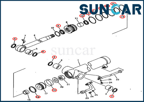 Εξάρτηση 707-98-36600 εκσκαφέας pc75uu-2 PC75UU-2E επισκευής σφραγίδων βραχιόνων της KOMATSU 7079836600 σφραγίζοντας τακτοποιήσεων εξαρτήσεων κυλίνδρων