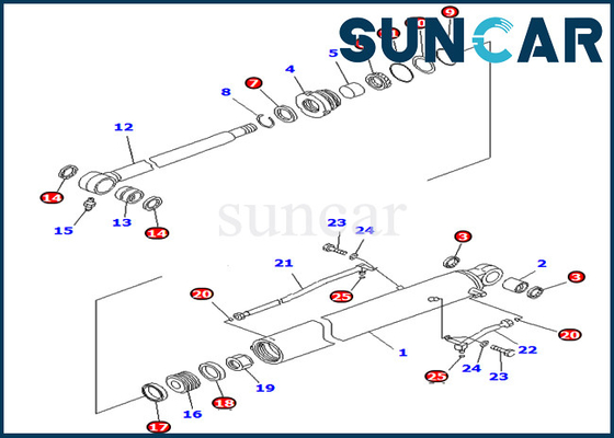 KOMATSU 707-98-26720 υδραυλικός κύλινδρος εξαρτήσεων επισκευής σφραγίδων 7079826720 κάδων για τον εκσκαφέα pc78mr-6 pc78us-8