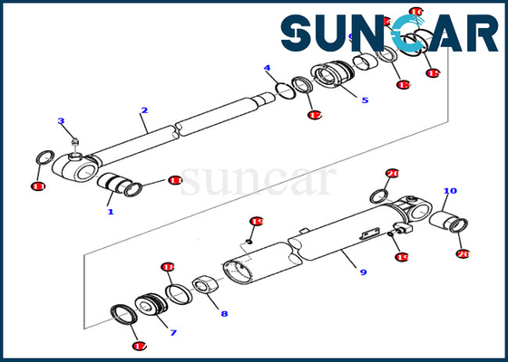 KOMATSU pc80mr-3 pc80mr-5 707-98-26980 7079826980 μέρη υπηρεσιών εκσκαφέων εξαρτήσεων παρεμβυσμάτων ελαίου κυλίνδρων κάδων