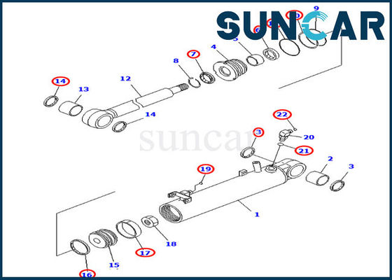 707-98-22910 υδραυλικές τακτοποιήσεις D31EX-21 D31PX-21 KOMATSU εξαρτήσεων σφραγίδων κυλίνδρων ανελκυστήρων