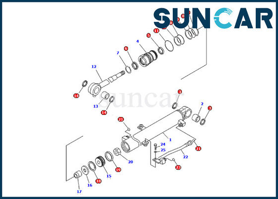 707-98-03570 εξάρτηση KOMATSU σφραγίδων κυλίνδρων βραχιόνων pc09-1 εσωτερική εξάρτηση υπηρεσιών μερών εκσκαφέων