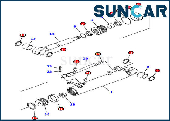 KOMATSU 707-98-24700 εξάρτηση υπηρεσιών κυλίνδρων 7079824700 ανελκυστήρων για τα πρότυπα D39EX-21 μπουλντόζων αντιολισθητικών αλυσίδων