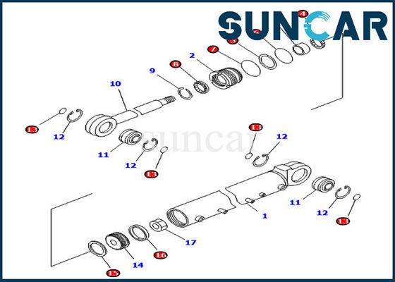 707-98-42420 μπουλντόζα d41e-6 d41p-6 αντιολισθητικών αλυσίδων της KOMATSU τακτοποιήσεων εξαρτήσεων σφραγίδων κυλίνδρων επισκευής γωνίας λεπίδων