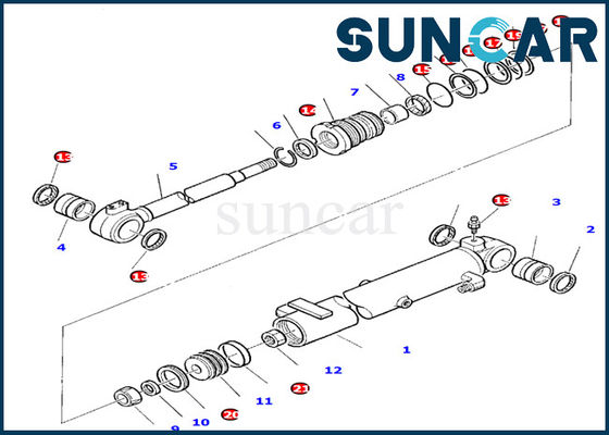 878000394 υδραυλικές τακτοποιήσεις KOMATSU pc10-7 εξαρτήσεων σφραγίδων κυλίνδρων βραχιόνων εσωτερική αντικατάσταση παρεμβυσμάτων ελαίου εκσκαφέων