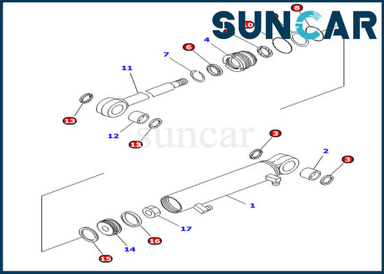 707-98-03400 τακτοποιήσεις KOMATSU εξαρτήσεων σφραγίδων κυλίνδρων κάδων pc10mr-1 υδραυλική επισκευή Assy κυλίνδρων