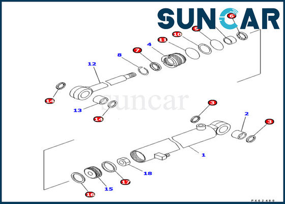 707-98-03460 εξαρτήσεις KOMATSU pc03-2 σφραγίδων εκσκαφέων εσωτερική εξάρτηση υπηρεσιών παρεμβυσμάτων ελαίου κυλίνδρων σκελών