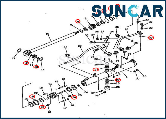 D60a-8 της KOMATSU σφραγίδων εξάρτηση 7079836450 επισκευής κυλίνδρων ανελκυστήρων λεπίδων εξαρτήσεων 707-98-36450 υδραυλική