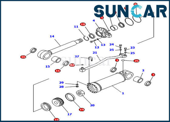 707-98-52240 7079852240 εξαρτήσεις σφραγίδων της KOMATSU μπουλντόζων εξαρτήσεων D65E-12 επισκευής κυλίνδρων σκαριφιστήρων