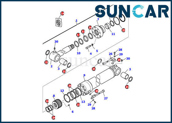 707-99-27650 εξάρτηση pc110r-1 σφραγίδων κυλίνδρων κάδων εκσκαφέων της KOMATSU pc95r-2 εσωτερική εξάρτηση στολισμάτων επισκευής