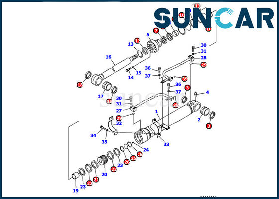 707-99-37340 εκσκαφέας της KOMATSU εξαρτήσεων σφραγίδων κυλίνδρων βραχιόνων μια pc128us-2-εσωτερική εξάρτηση στολισμάτων επισκευής σφραγίζοντας
