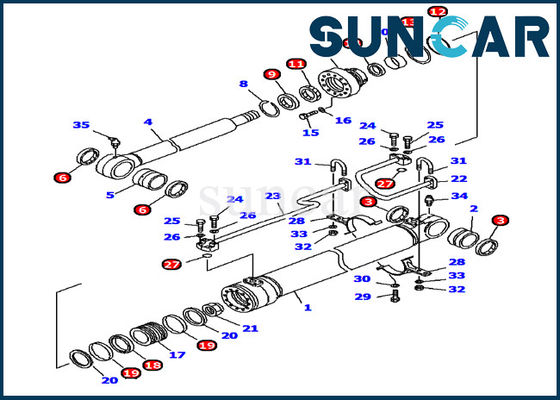 707-99-46230 υδραυλική 2$α εξάρτηση pc120-6 σφραγίδων κυλίνδρων βραχιόνων εξάρτηση υπηρεσιών αντικατάστασης της KOMATSU προτύπων