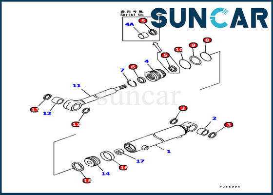 707-98-11310 υδραυλική εξάρτηση KOMATSU υπηρεσιών κυλίνδρων ταλάντευσης βραχιόνων pc12r-8 εξαρτήσεις σφραγίδων επισκευής κυλίνδρων