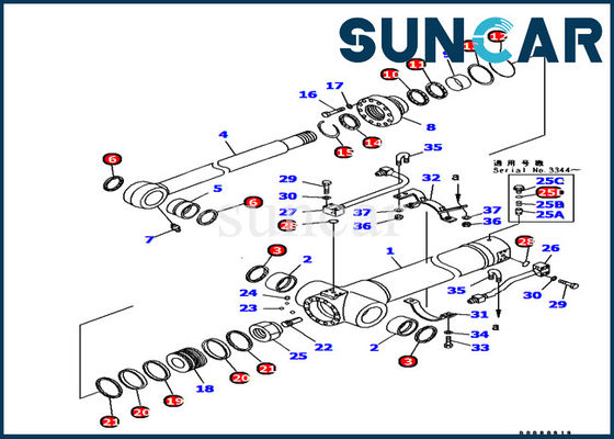 Pc128uu-1 εκσκαφέας 707-99-38710 της KOMATSU βραχιόνων εσωτερικά μέρη εξοπλισμού εξαρτήσεων κυλίνδρων σφραγίζοντας