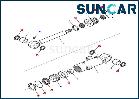 KOMATSU 878000379 μηχανήματα pc12r-8 εκσκαφέων τακτοποιήσεων εξαρτήσεων σφραγίδων κυλίνδρων λεπίδων εσωτερική εξάρτηση υπηρεσιών μερών