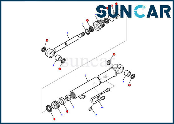 Εξάρτηση 878000498 KOMATSU pc12r-8 σφραγίδων κυλίνδρων κάδων εσωτερική αντίσταση πετρελαίου μερών επισκευής εκσκαφέων