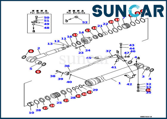 707-99-37190 τα εσωτερικά μέρη της KOMATSU ρυθμίζουν την εξάρτηση pc130-8 υπηρεσιών κυλίνδρων σκελών εξαρτήσεων σφραγίδων κυλίνδρων