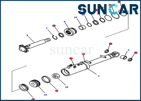 D65EX-16 εξάρτηση σφραγίδων κλίσης της KOMATSU 707-99-43320 και κλίσης λεπίδων μπουλντόζων εξαρτήσεων υπηρεσιών κυλίνδρων πισσών