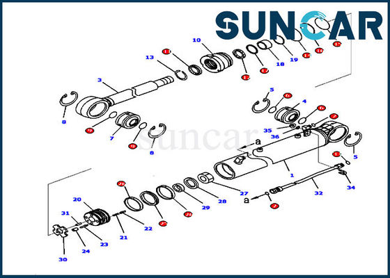 707-99-36720 τακτοποιήσεις D65EX-16 D65PX-16 KOMATSU εξαρτήσεων επισκευής σφραγίδων κυλίνδρων γωνίας λεπίδων μπουλντόζων