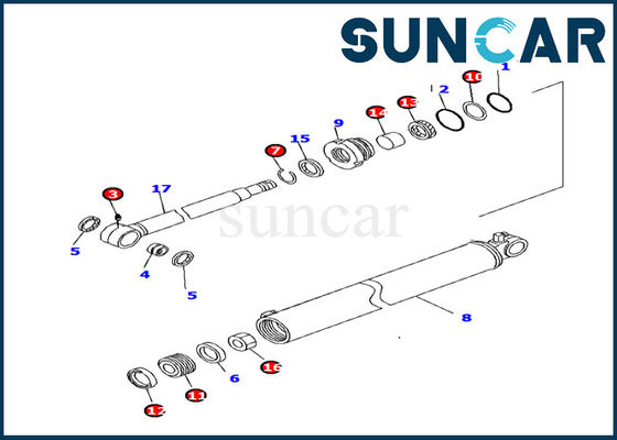 707-98-35330 εξάρτηση pc130f-7 σφραγίδων κυλίνδρων της KOMATSU RLG εσωτερική εξάρτηση υπηρεσιών κυλίνδρων εκσκαφέων