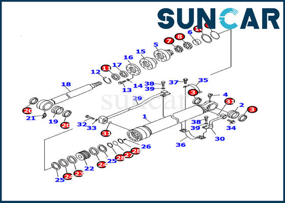 707-99-27590 εσωτερικά πρότυπα pc130f-7 μερών της KOMATSU τακτοποιήσεων εξαρτήσεων σφραγίδων κυλίνδρων κάδων εκσκαφέων
