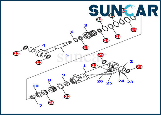 707-98-04710 εξάρτηση KOMATSU pc14r-3 σφραγίδων κυλίνδρων βραχιόνων εσωτερική εξάρτηση υπηρεσιών επισκευής εκσκαφέων