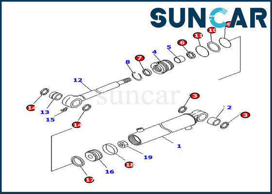 707-98-11220 εξάρτηση pc14r-3 σφραγίδων κυλίνδρων ταλάντευσης βραχιόνων της KOMATSU υδραυλική εξάρτηση επισκευής Assy κυλίνδρων