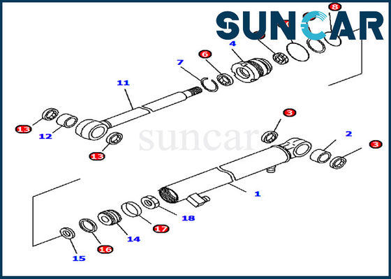707-98-13970 εκσκαφέας pc15mr-1 της KOMATSU τακτοποιήσεων εξαρτήσεων σφραγίδων κυλίνδρων σκελών εξάρτηση υπηρεσιών μηχανημάτων
