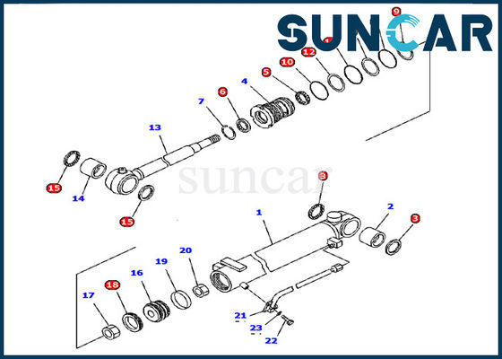 707-98-12330 εκσκαφέας pc15r-8 της KOMATSU εξαρτήσεων σφραγίδων κυλίνδρων βραχιόνων πρότυπη εσωτερική εξάρτηση υπηρεσιών μερών
