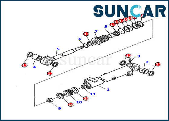 878000391 τακτοποιήσεις KOMATSU pc20-7 εξαρτήσεων σφραγίδων κυλίνδρων βραχιόνων εκσκαφέων υδραυλικός κύλινδρος εξαρτήσεων επισκευής