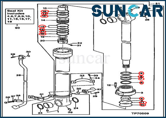 AH155040 υδραυλικός εκσκαφέας τακτοποιήσεων 160LC 350GLC 350DLC εξαρτήσεων σφραγίδων Deere εξαρτήσεων κυλίνδρων κάδων