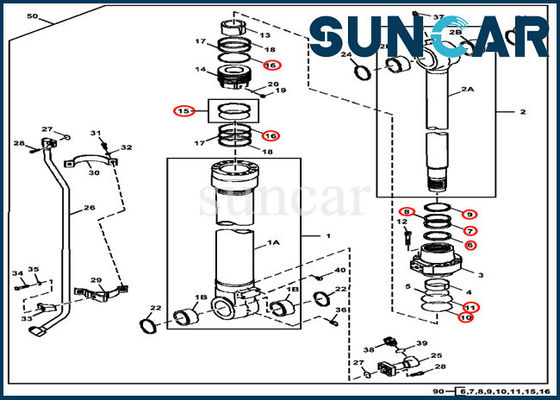 FYA00001398 εξάρτηση υπηρεσιών εξαρτήσεων ISO9001 3754D 350DLC John Deere επισκευής σφραγίδων κυλίνδρων κάδων