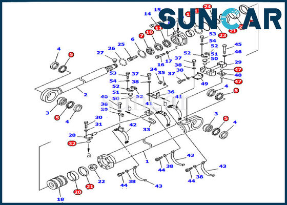 Εκσκαφέας pc1600-1 πρότυπη εξάρτηση 707-99-85200 της KOMATSU σφραγίδων κυλίνδρων βραχιόνων υδραυλικά εσωτερικά μέρη επισκευής