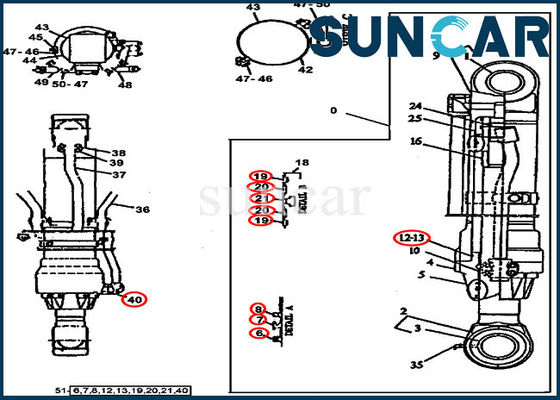 Υδραυλικές τακτοποιήσεις John Deere 790D εξαρτήσεων σφραγίδων κυλίνδρων βραχιόνων σφραγίδων AT196478 εκσκαφέων