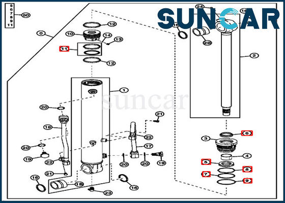 4614069 Bucket Seal Kit Cylinder Service Kit ISO9001 Deere Mechanical Sealing Parts