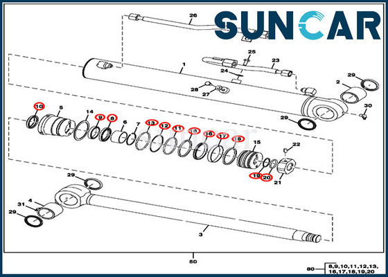 50D 50G JOHN DEERE Kits FYD00000073 Bucket Cylinder Replacement Seal Kits