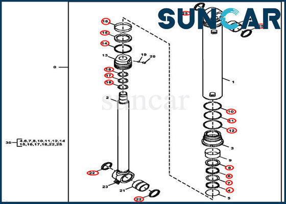 60G Deere σφραγίζοντας εξαρτήσεων FYD00003234 βραχιόνων εξάρτηση υπηρεσιών κυλίνδρων ταλάντευσης υδραυλική