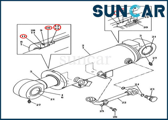 LZ011480 εξάρτηση επισκευής σφραγίδων περίπτωσης SR CX130C εκσκαφέων CX145C εξαρτήσεων σφραγίδων κυλίνδρων λεπίδων