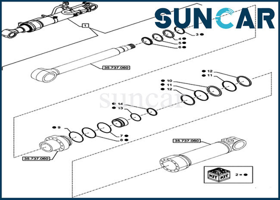 LZ014960 η εξάρτηση υπηρεσιών κυλίνδρων εξαρτήσεων επισκευής σφραγίδων σκελών εγκαθιστά την ΠΕΡΊΠΤΩΣΗ εκσκαφέων CX750DRTC