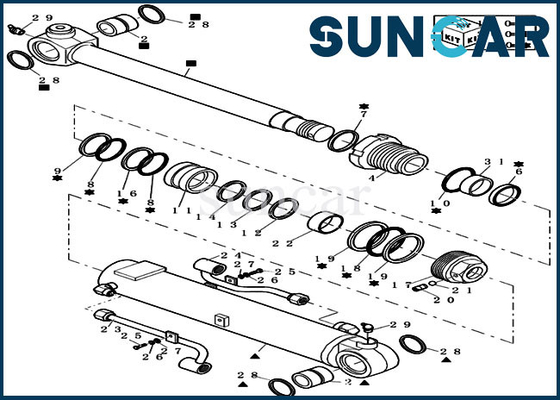 Mini Crawler Excavator 72282756 Boom/ Arm Cylinder Seal Repair Kit Fits CASE CX20B CX22B Model